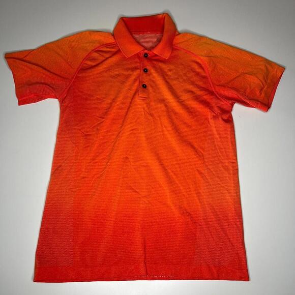 Lululemon Men’s Polo Shirt M Orange Gradient “You Can’t Score Without Goals” - Picture 1 of 9